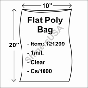 1 mil Flat Plastic Poly Bag 10" x 20" Clear cs/1000