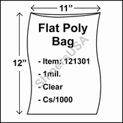 1 mil Flat Plastic Poly Bag 11" x 12" Clear cs/1000