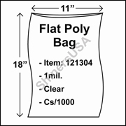 1 mil Flat Plastic Poly Bag 11" x 18" Clear cs/1000