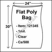 1 mil Flat Plastic Poly Bag 24" x 30" Clear cs/500