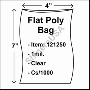 1 mil Flat Plastic Poly Bag 4" x 7" Clear cs/1000