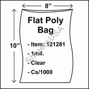 1 mil Flat Plastic Poly Bag 8" x 10" Clear cs/1000