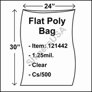 1.25 mil Flat Plastic Poly Bag 24" x 30" Clear cs/500