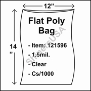 1.5 mil Flat Plastic Poly Bag 12" x 14" Clear cs/1000