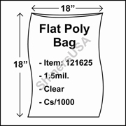 1.5 mil Flat Plastic Poly Bag 18" x 18" Clear cs/1000