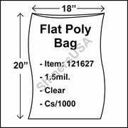 1.5 mil Flat Plastic Poly Bag 18" x 20" Clear cs/1000