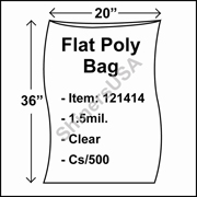 1.5 mil Flat Plastic Poly Bag 20" x 36" Clear cs/500