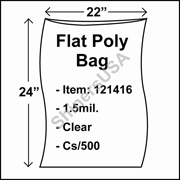 1.5 mil Flat Plastic Poly Bag 22" x 24" Clear cs/500