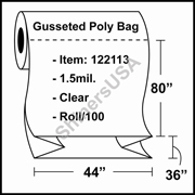 1.5-mil Gusseted Poly Bag 44" x 36" x 80" Clear - RL/100