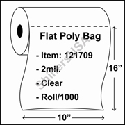 2 mil Flat Plastic Poly Bag 10" x 16" Clear - RL/1000