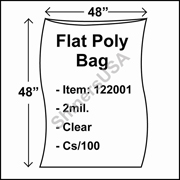 2 mil Flat Plastic Poly Bag 48" x 48" Clear cs/100