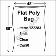 3 mil Flat Plastic Poly Bag 48" x 60" Clear cs/50