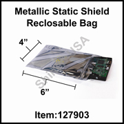 3 mil Metallic Static Shield Reclosable Bag 4" x 6" Silver cs/100