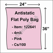 4 mil Antistatic Flat Poly Bag 24" x 36" Pink cs/100