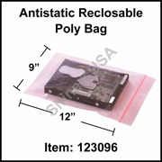 4 mil Antistatic Reclosable Poly Bag 9" x 12" Pink cs/1000