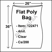 4 mil Flat Plastic Poly Bag 26" x 36" Clear cs/200