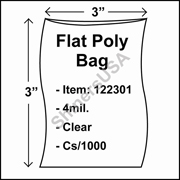 4 mil Flat Plastic Poly Bag 3" x 3" Clear cs/1000