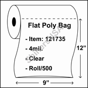 4 mil Flat Plastic Poly Bag 9" x 12" Clear - RL/500