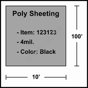 4 mil Poly Plastic Sheeting, Construction & Agricultural (C&A) Film 10' x 100' Black 