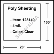 4 mil Poly Plastic Sheeting, Construction & Agricultural (C&A) Film 20' x 100' Clear 