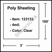 4 mil Poly Plastic Sheeting, Construction & Agricultural (C&A) Film 3' x 100' Clear 