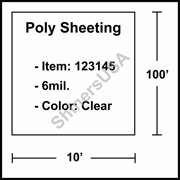 6 mil Poly Plastic Sheeting, Construction & Agricultural (C&A) Film 10' x 100' Clear 