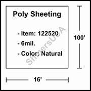 6 mil Poly Plastic Sheeting, Construction & Agricultural (C&A) Film 16' x 100' Natural 