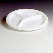 Chinet® White Lightweight 9" Plastic Plate 3 compartments, cs/500